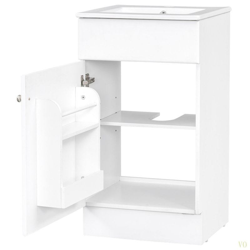 Meuble-lavabo 18 po avec lavabo, meuble-lavabo avec tablette de porte et tablette réglable, Blanc
