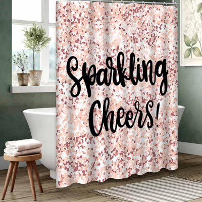 Gold Waterproof Shower Curtain, Shower Curtains for Bathroom with 12 Hooks