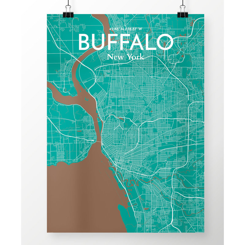 Buffalo City Map - No Frame Print, 127.4 cm H x 61 cm W