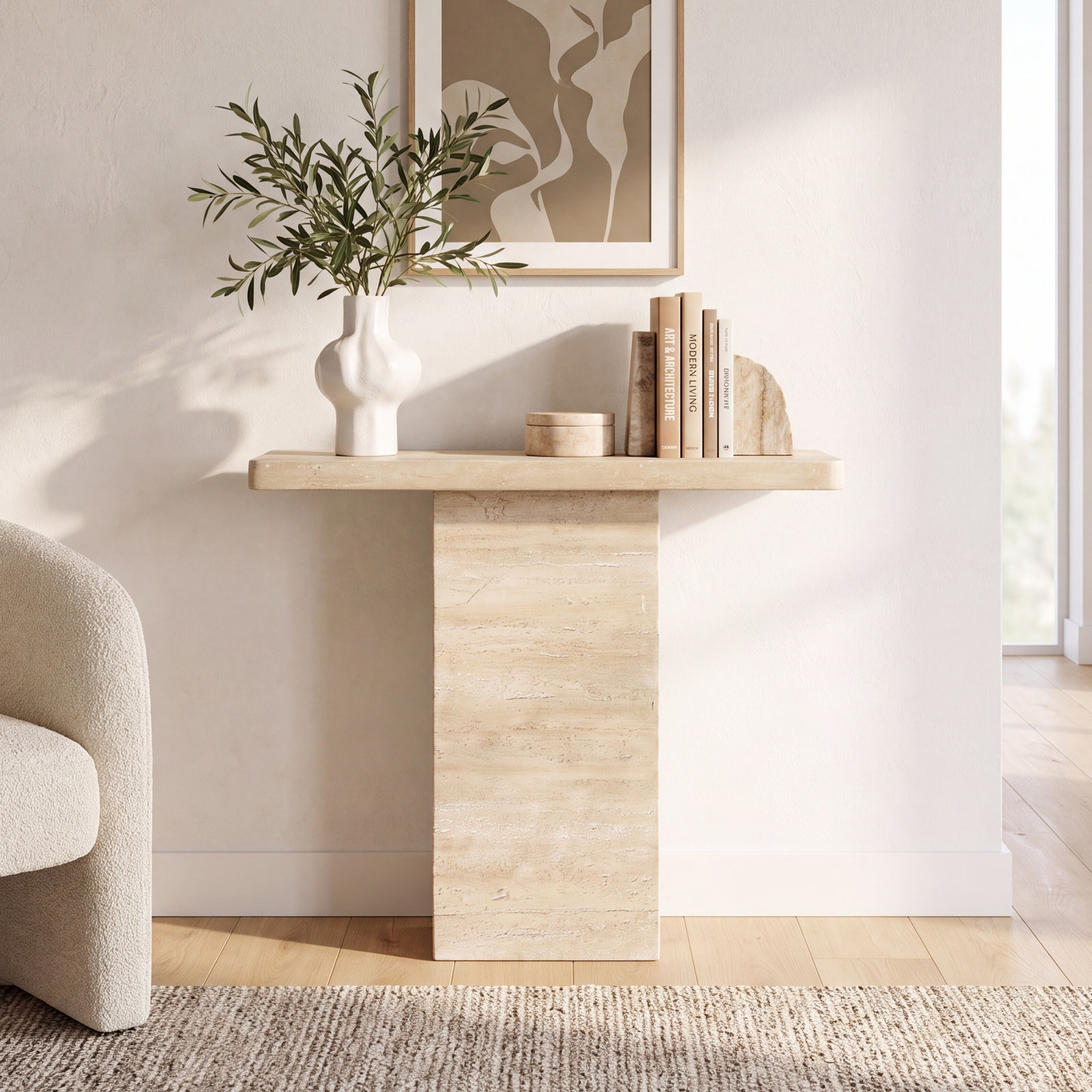 Mario Stone Single Coffee Table, Cream