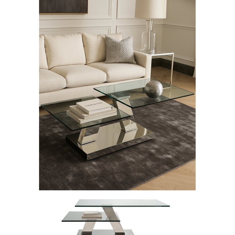 Table basse à plateau en verre extensible Tauranac (37,5 po à 64 po)