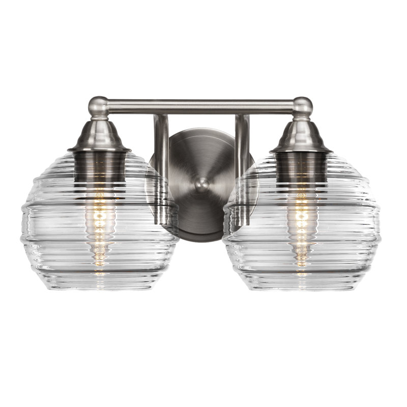 Michell 2-Light Bath Bar, Smoke, Brushed Nickel