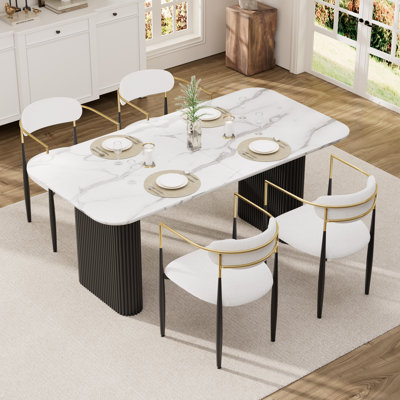 Marble MDF Top Dinning Table Set for 4-6