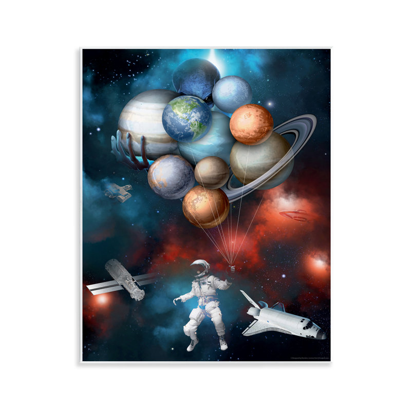 Planet Balloons in Space Wall Plaque Art by Reinders