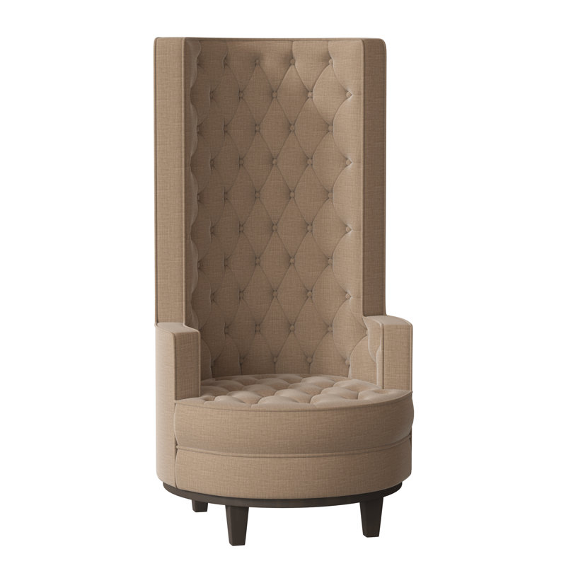 Fauteuil à oreilles capitonné l 32 po Norma, Amande Bennett, Blanc antique