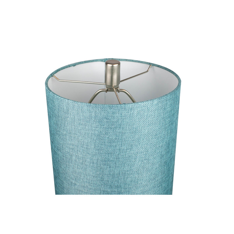 Kelci 32" Metal Buffet Table Lamp Set with USB, Brushed Nickel, Turquoise