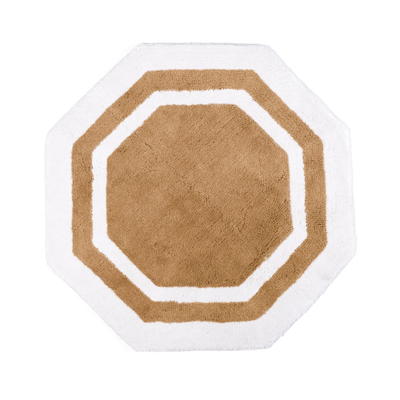 Tapis de bain 100% coton Ipke, Blanc / centre taupe