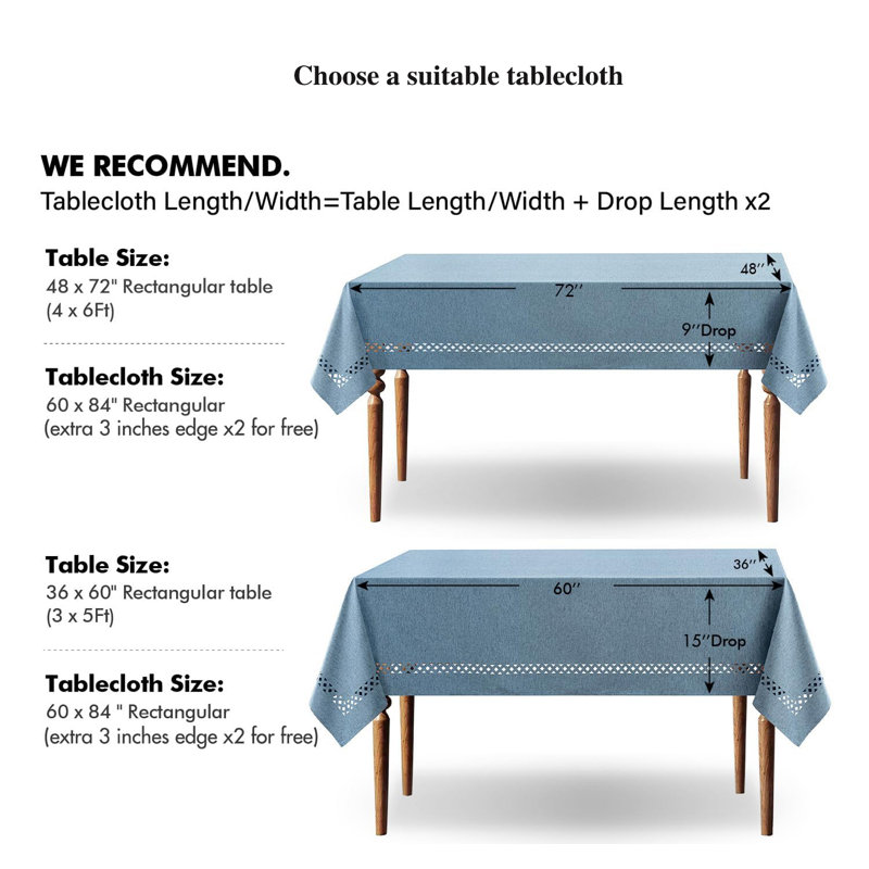 Nappe 60 po x 84 po Farmhouse, Bleu cendré