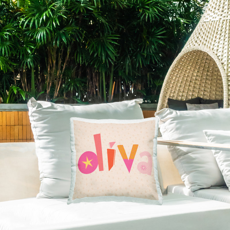 Coussin d'extérieur à motif fantaisiste Diva