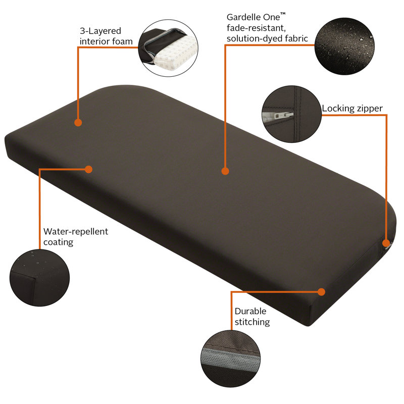 Coussins de banc / causeuse d'extérieur Adalynn, Espresso, L 42 po x P 18 po