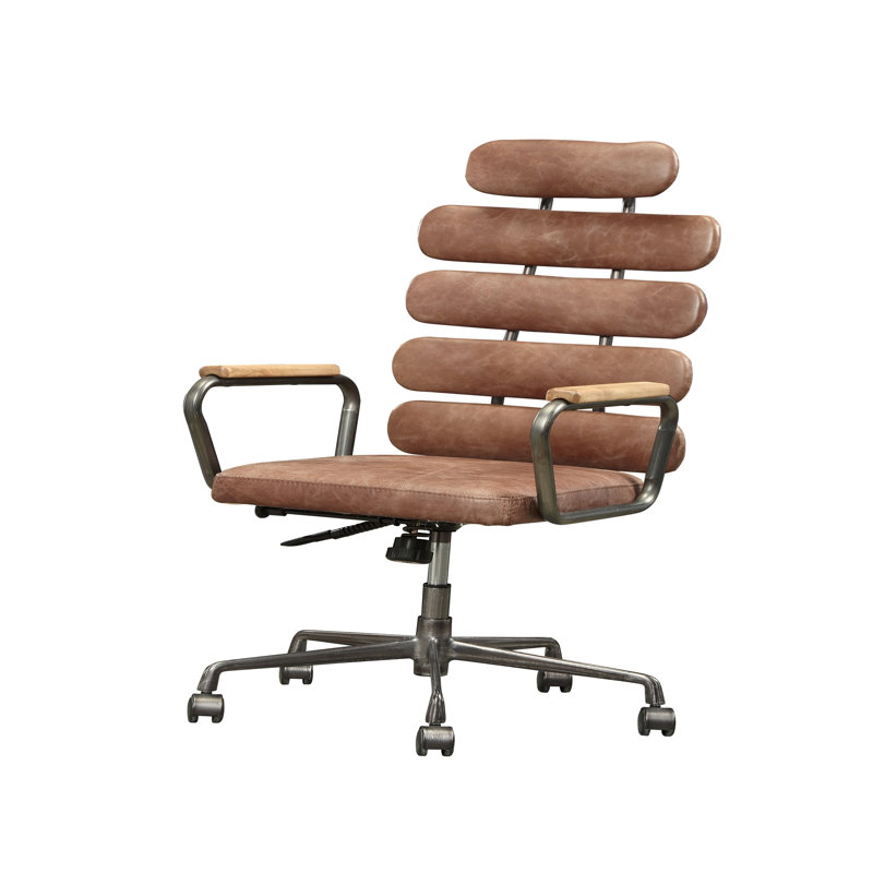 Chaise de bureau en cuir Grain, Gold