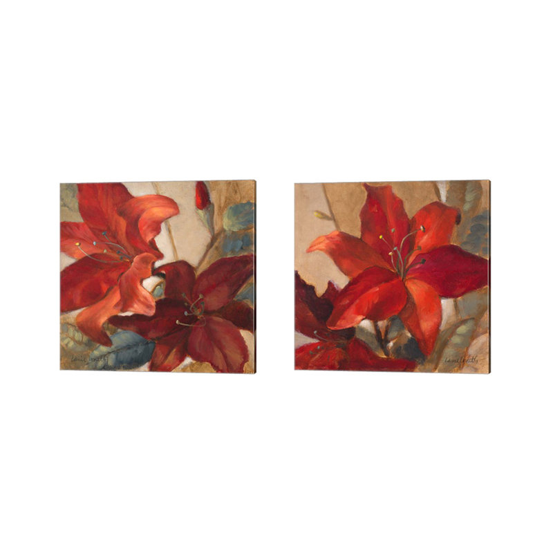 «Crimson Fleurish» par Lanie Loreth, art sur toile (ensemble de 2)
