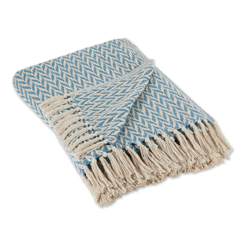 Jeté 100% coton , Bleu tempête