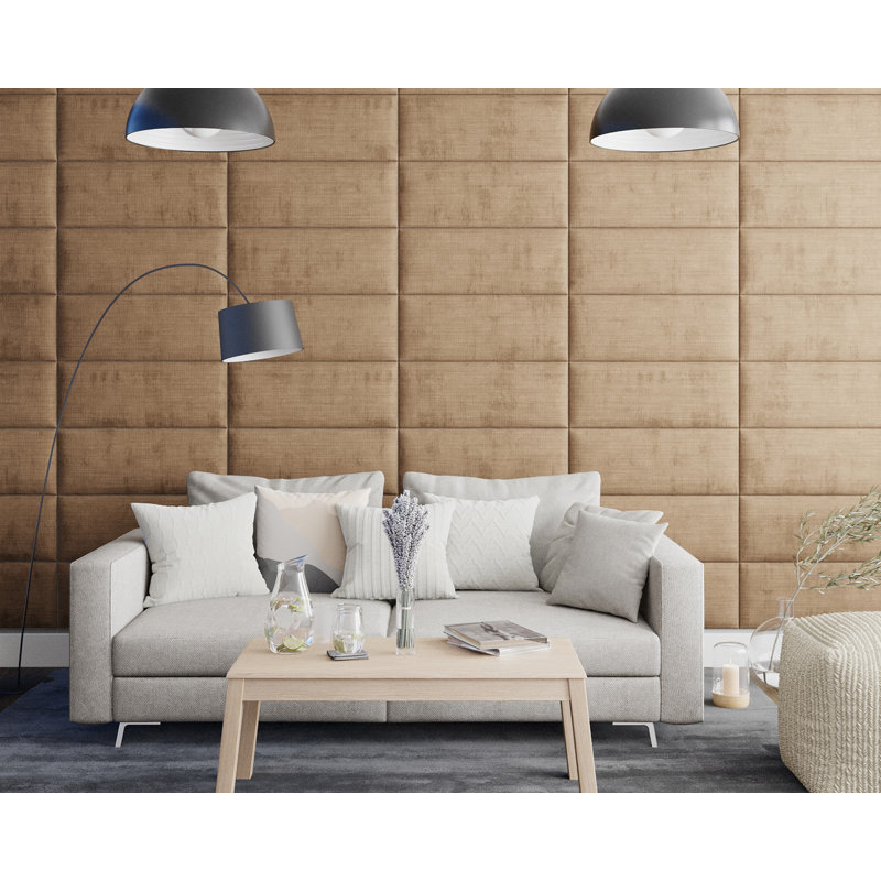 Katracy 30 cm x 75 cm Peel and Stick Upholstered Wall Paneling in Champagne
