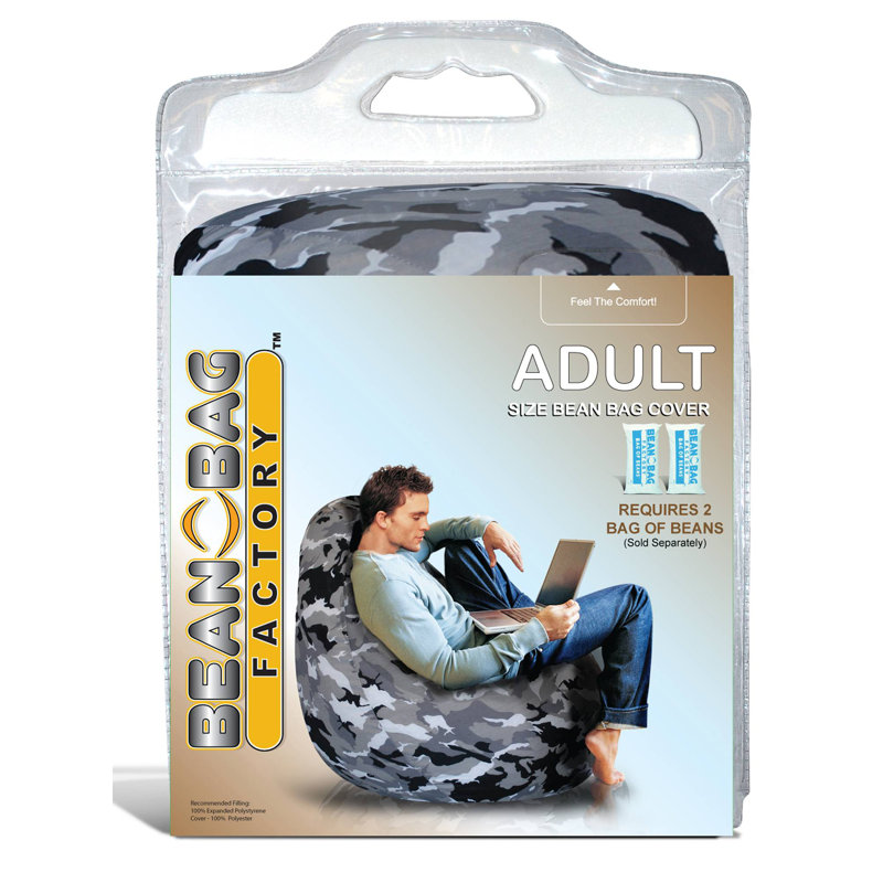 Grande housse à billes en polycoton, H 37 po x l 27 po x P 29 po, Polyester gris / blanc