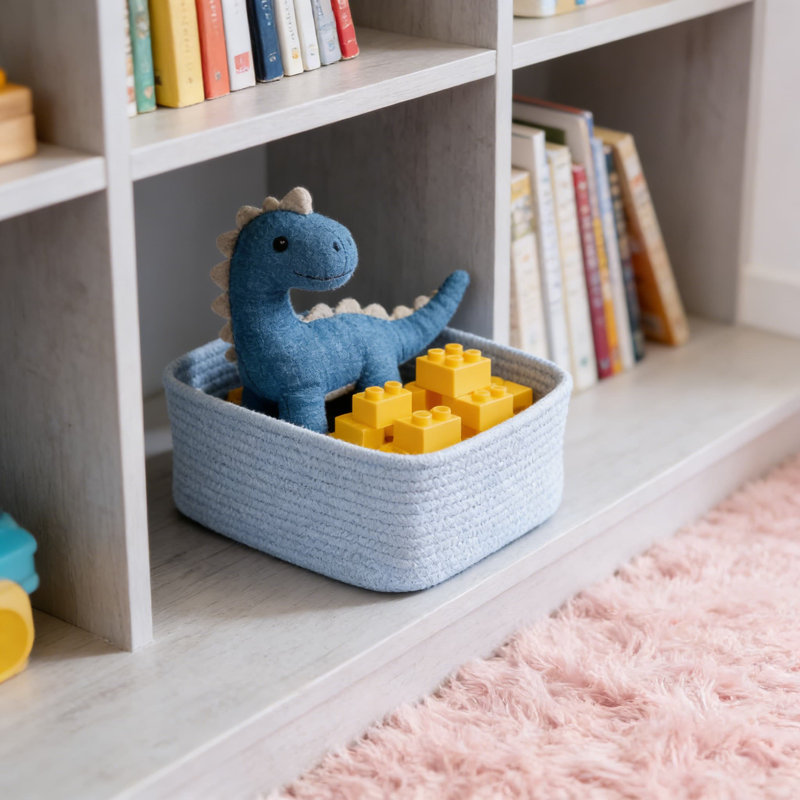 Woven Storage Baskets 3-Pack, Decorative Rope Organizer Bins For Shelves, Closets, Toys And Home Office, Space-Saving Rectangular Design