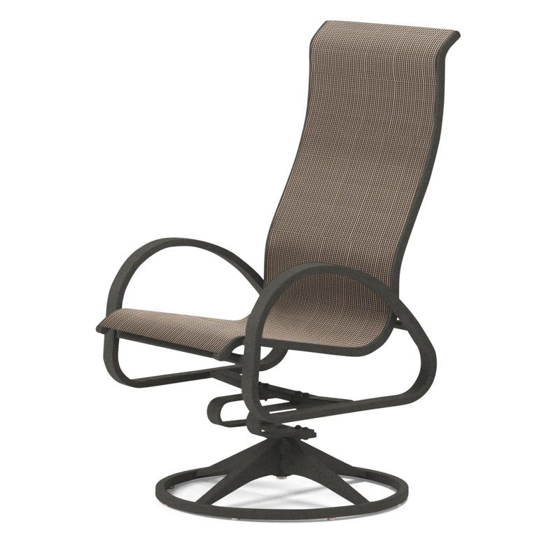 Fauteuil de patio pivotant Hiraku, Tweed Sunbrella® brun, Graphite texturé