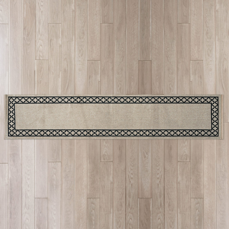 Nautica Collin Border Machine Washable All Loop Tufted Rugs 1-Piece, Runner 2'6" x 10'