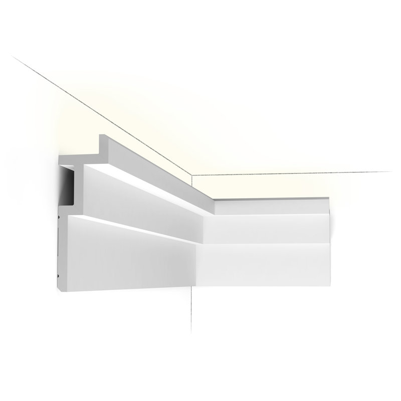 Moulure couronnée en polyuréthane blanc apprêté 2-3 / 8 po x 7-1 / 4 po x 78-3 / 4 po, Paquet de 1