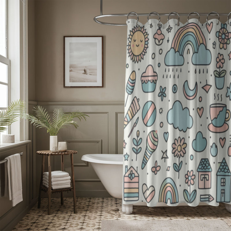 Light Line Doodles - rideau de douche standard 1 pièce, H 74 po x l 71 po