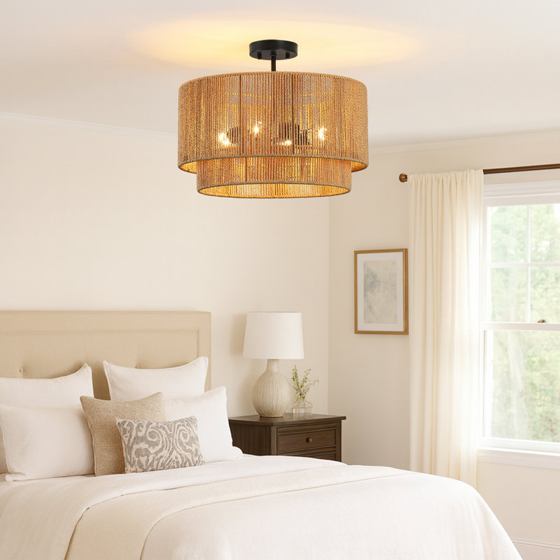 18 In. 4-light Tiered Drum Semi-flush Mount, 18in-4 light sockets