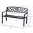 Bench, Outdoor Bench, Metal Garden Bench With Floral Pattern Backrest
