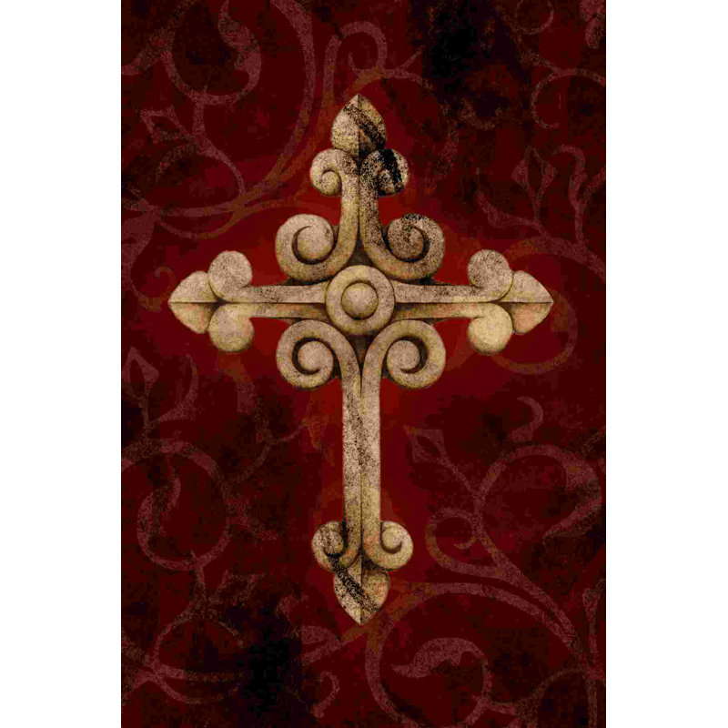 Cross on Red - reproduction sur toile tendue, H 36 po x l 24 po