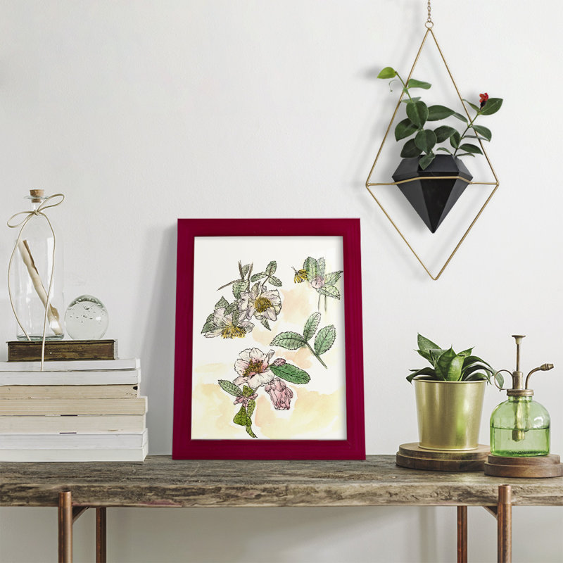 Camellia Study, reproduction d'art encadrée, Cadre rouge, H 11 po x l 9 po x P 1 po