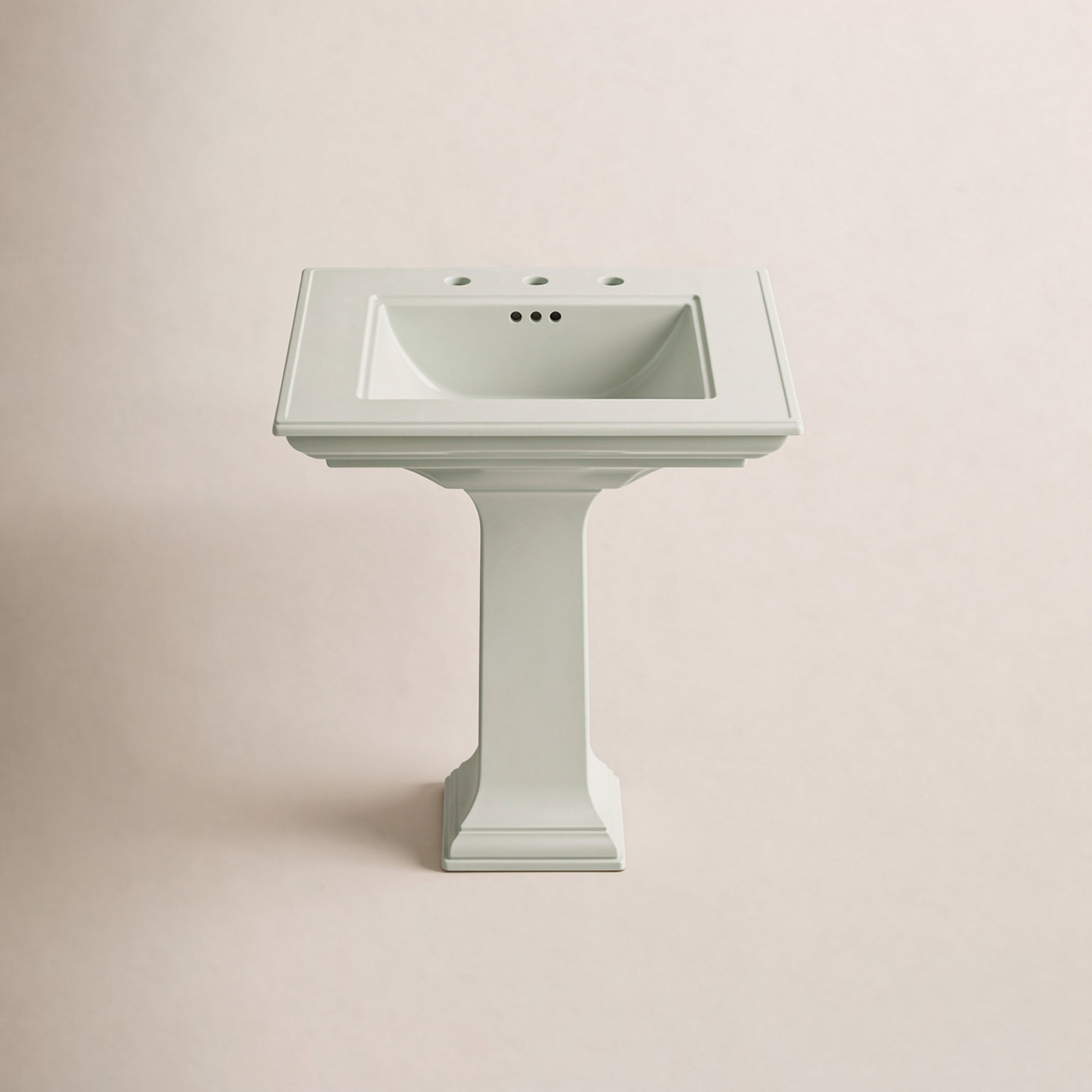 Kohler Memoirs Stately Pedestal Bathroom Sink with Faucet Holes, Aspen Green, 34.75" H x 20.5" W x 24.5" L, 8" Centers
