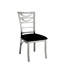 Chaise de salle à manger contemporaine en métal argenté 2 pièces avec siège en microfibre noir