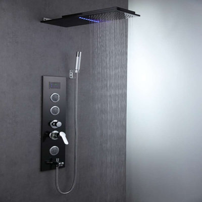 Système de douche à fixation murale noir mat Ferrara