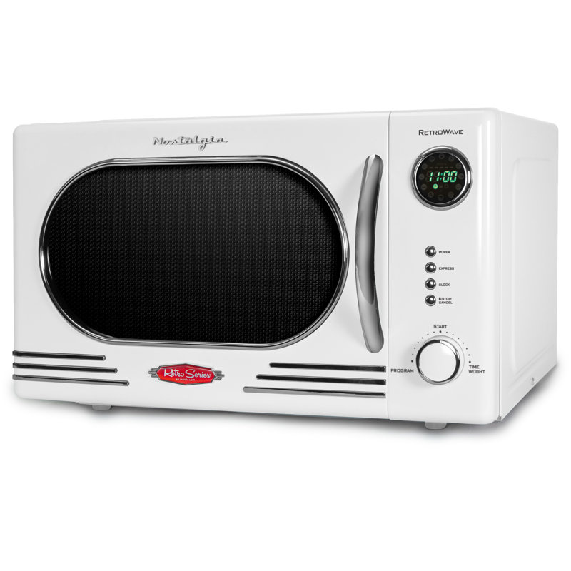 Retro Countertop Microwave 1.1 Cu Ft & 1000 Watt, White