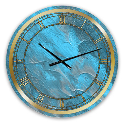 White and Blue Paint Waves II - Glam wall clock