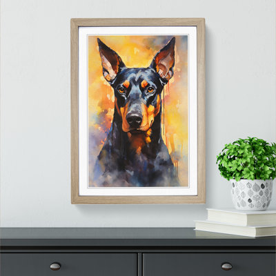 Doberman Contemporary - Single Picture Frame Print on Wood