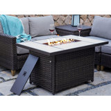 Red Barrel Studio® Outdoor 43 Inch Propane Gas Fire Pit Table, Rectangle Fire Table With Resin Wicker Base, Resin Wicker/Rectangle