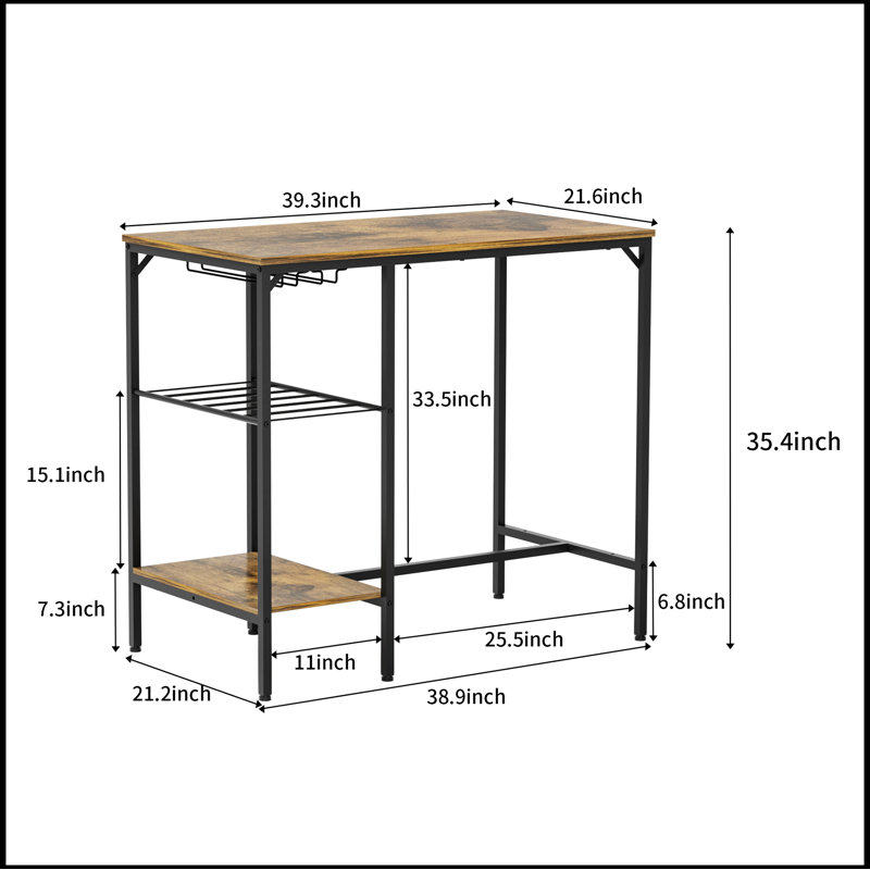 Bar Table and Chairs Set for 2, 3 Pieces Pub Dining Table Set, 2 Bar Stools PU Upholstery Seat