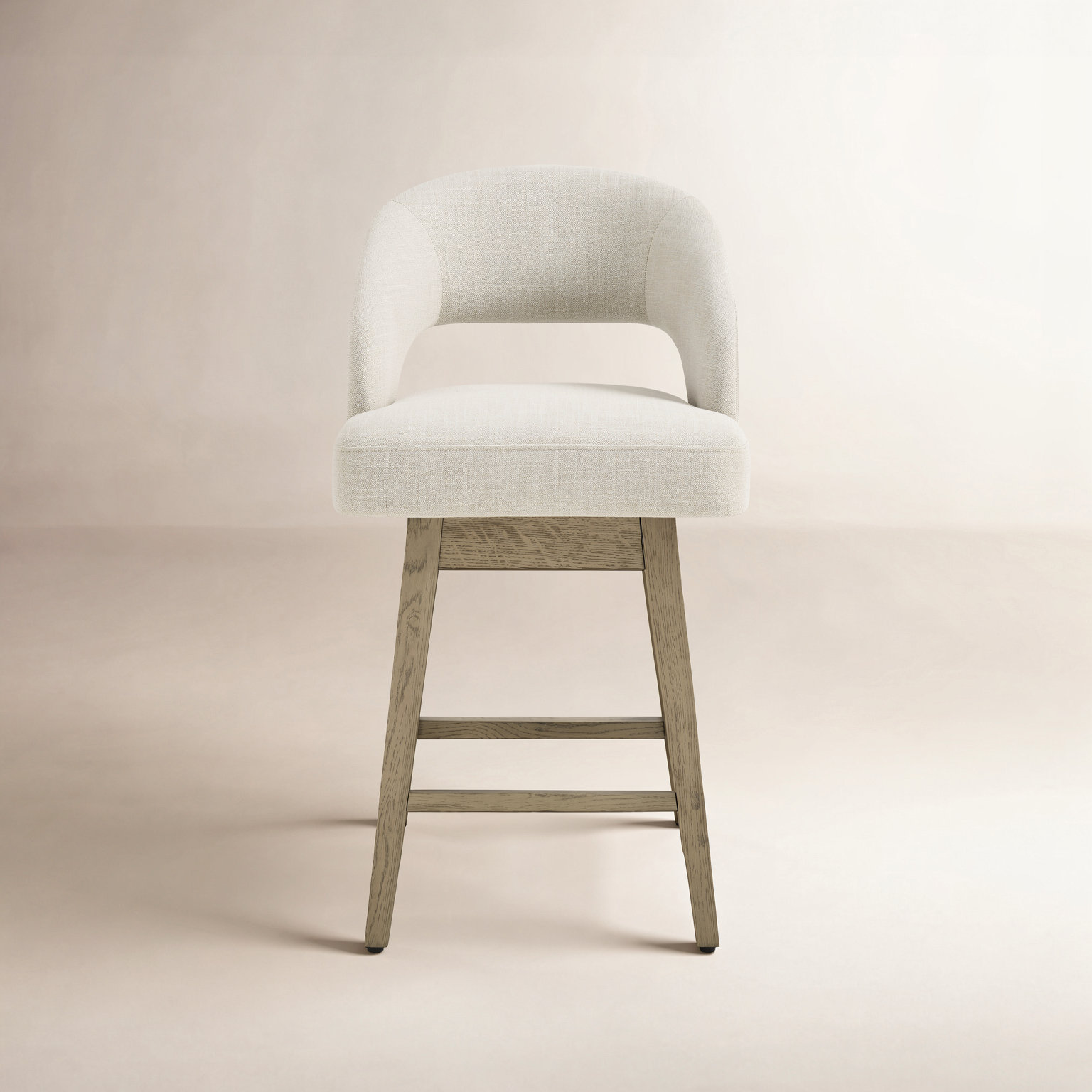 Neta 26'' Upholstered Swivel Counter Stool With Solid Wood Frame Set Of 2 (2 Sets Included), Beige