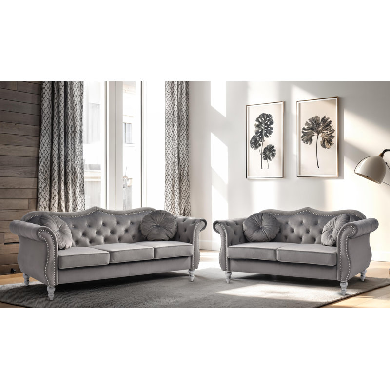 Ensemble de salon 2 pièces Geneva, Gris foncé