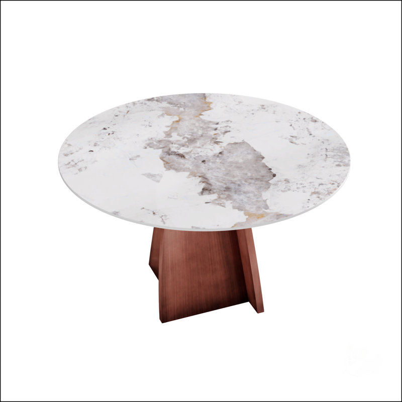  Table de salle à manger ronde en marbre, H 29,53 po x L 53,15 po x l 53,15 po