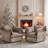 Chenille Upholstered Skirted Arm Chair Accent Chair  With Thin Arms For Living Room-350029323