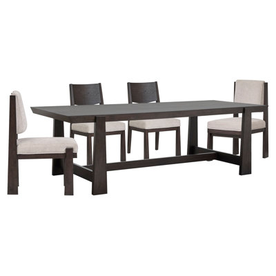 Table de salle à manger à tréteaux Makaylee avec 2 chaises d'appoint et 2 chaises d'appoint rembourrées