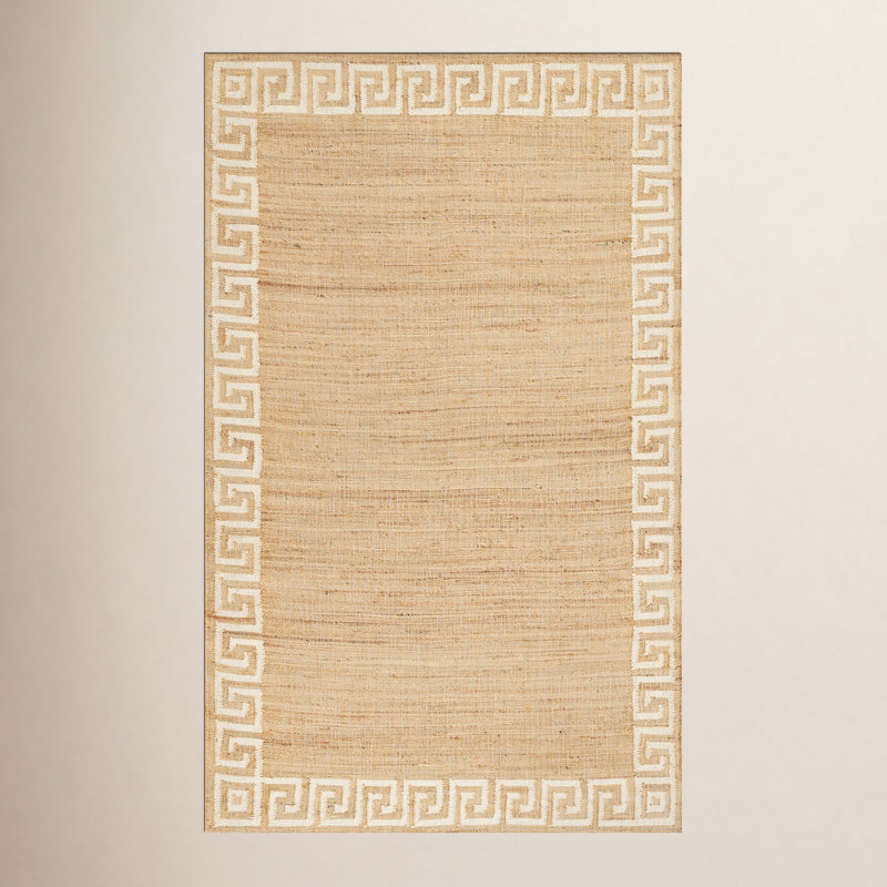 Erin Gates by Momeni Orchard Greek Key Jute and Wool Hand Woven Ivory Area Rug, Rectangle 9' x 12'