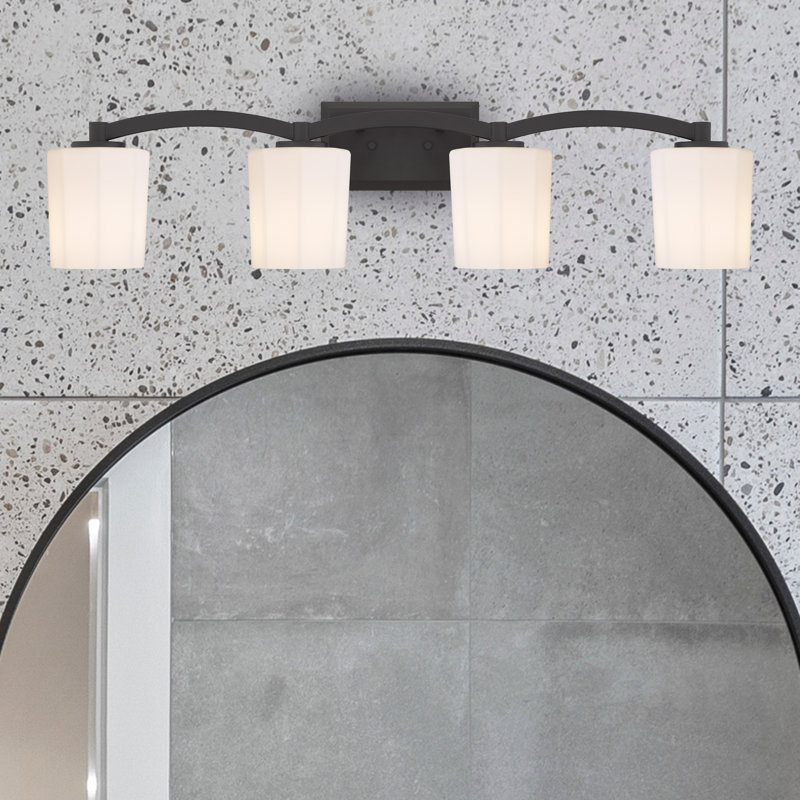 Cacia 4-Light Vanity Light in Matte Black, Matte Black, 8" H x 33" W x 33" D, 4 Lights
