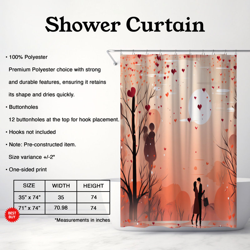 Rideau de douche Affectionate Hug - Premium, H 74 po x l 71 po