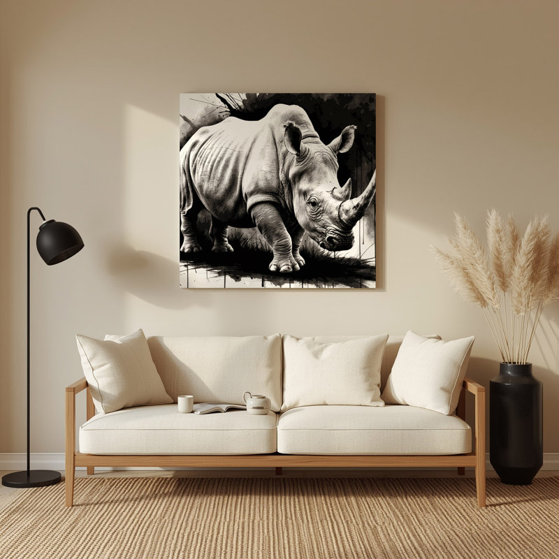 Faune, rhinocéros blanc, art mural en métal, H 12 po x l 12 po