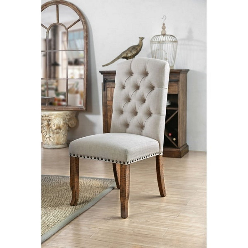 Gray Linen Upholstered High Back Parsons Side Chair