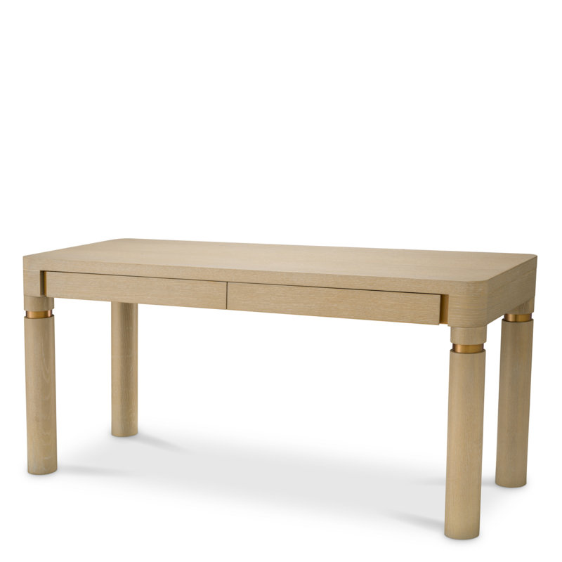 Carmel Solid Wood Writing Desk, Washed Oak