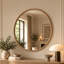 Large Solid Oak Round Wood Nashelle Wall Mirror-389092648-343436383