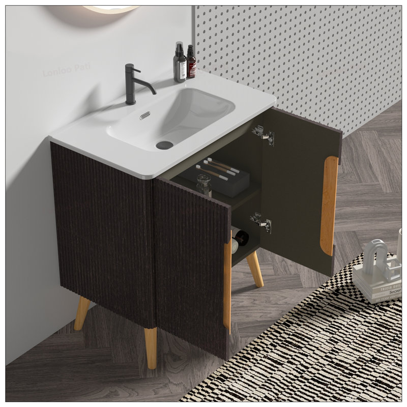 Meuble-lavabo autoportant de 30 po avec lavabo en céramique
