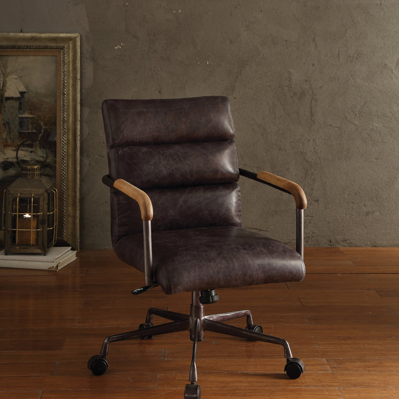Harith Antique Slate Top Grain Leather Office Chair